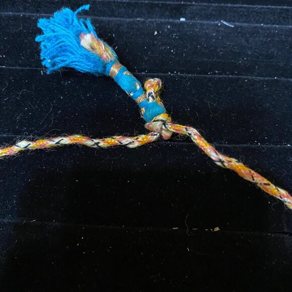 Vintage Bohemian Blue & Gold Gypsy Choker Necklace With Beaded Pendants - Picture 9 of 16